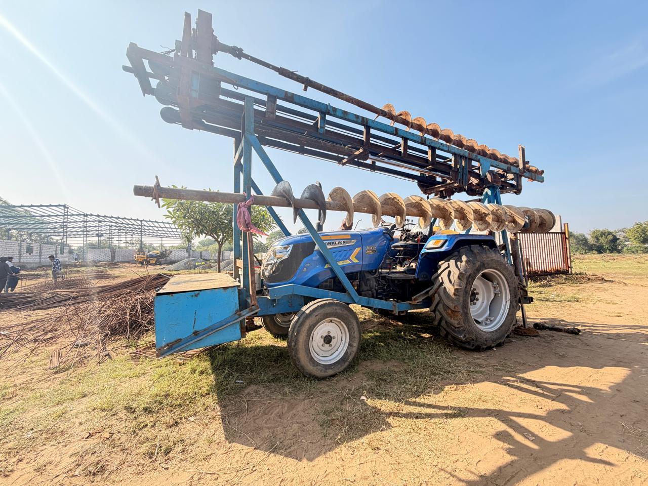 Tractor-mounted piling equipment in action - Narayan Piling Services